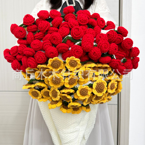 爆品情人節教師節禮物成品玫瑰花向日葵泡芙花花束毯子