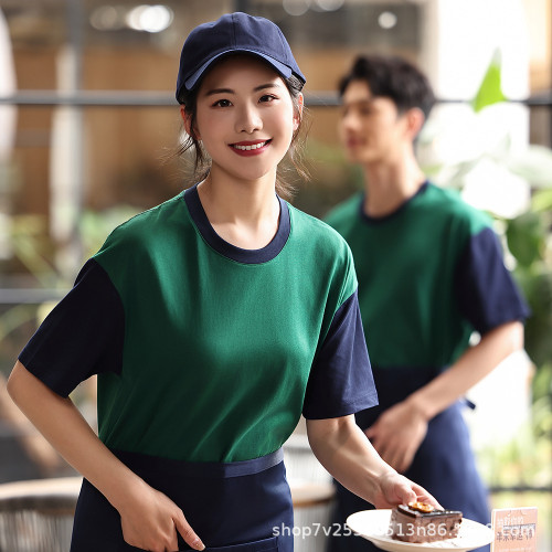 服務員工作服餐飲保潔女夏季短袖物業快餐店火鍋奶茶酒店製定工裝