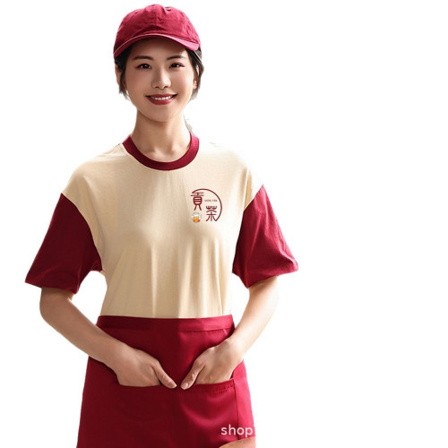 服務員工作服餐飲保潔女夏季短袖物業快餐店火鍋奶茶酒店製定工裝