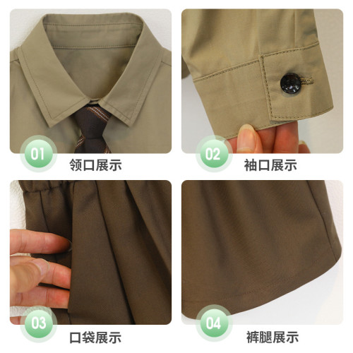 男童短袖襯衫春夏款兒童痞帥時尚短褲套裝班級活動主持花童演出服