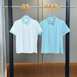 2113 迪家夏季新款戶外運動休閒涼感撞色領女士翻領POLO衫短袖T恤