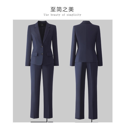 黑色小個子西裝套裝女春秋高檔酒店前台職業工作服事業編西服外套
