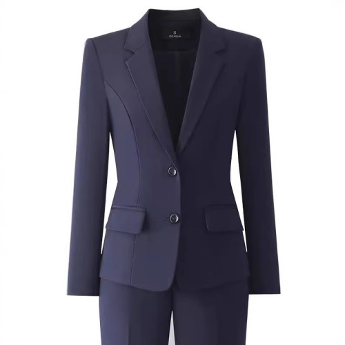 黑色小個子西裝套裝女春秋高檔酒店前台職業工作服事業編西服外套