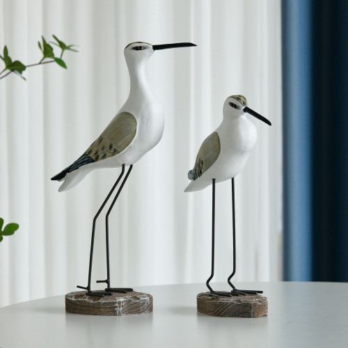 海鷗木質工藝品擺件海洋風海鳥樁鳥樣板房木頭家居飾品擺件