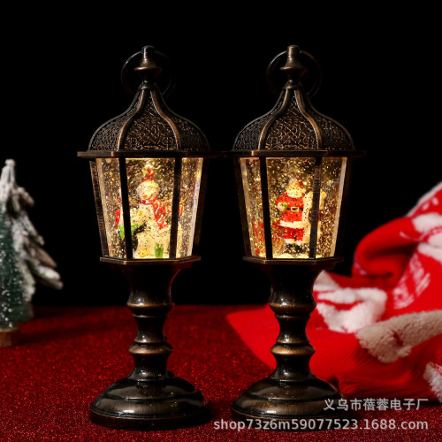 新款聖誕節裝飾台燈小提燈聖誕老人音樂擺件小夜燈
