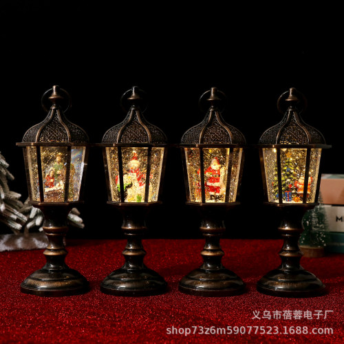 新款聖誕節裝飾台燈小提燈聖誕老人音樂擺件小夜燈