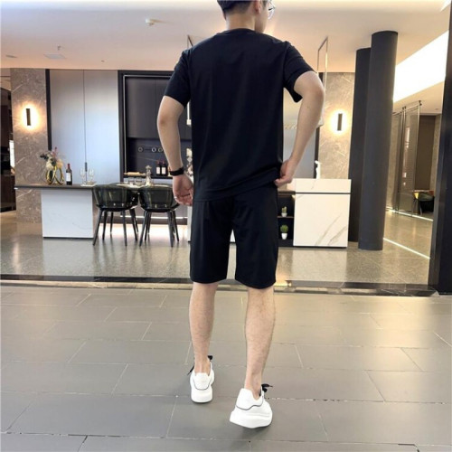男士休閒運動套裝時尚冰絲短袖短褲兩件套透氣