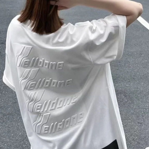 重磅純棉we11浮雕短袖男T恤女潮牌復刻小衆設計字母彈幕凹凸印