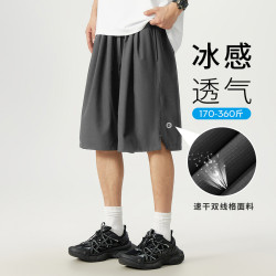 3725大碼冰絲短褲男加肥加大胖肥佬涼感速乾歐美休閒五分褲潮