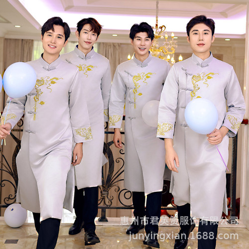 中式伴郎服2025新款結婚禮服男士搞笑風兄弟裝大褂新郎伴郎團