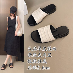 頭層羊皮拖鞋女2025夏季新款外穿真皮時尚涼拖平底鞋