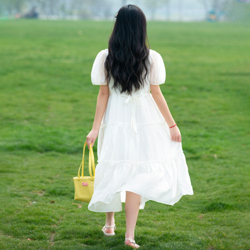 新23228少女連衣裙仙氣超仙森系初中學生夏裝大童高中女生夏季白