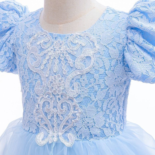女童夏裝連衣裙2025童裝小女孩走秀表演服短袖公主裙