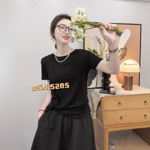 2025夏季新款套頭條紋不規則設計女裝上衣短袖T恤5285