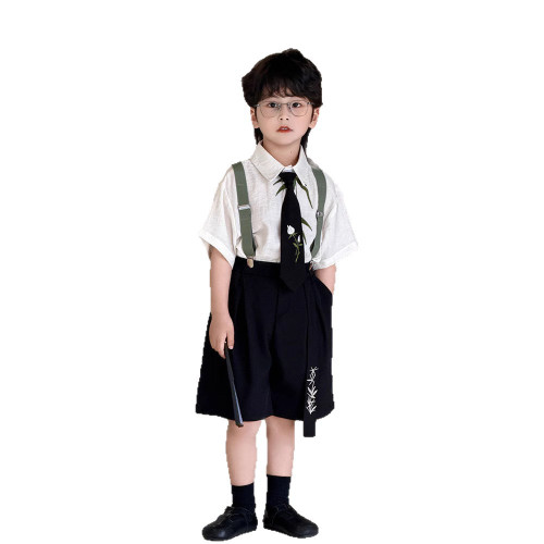 男童背帶套2025夏季時尚學院風套裝兒童禮服演出服套裝 