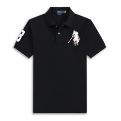 原標夏季經典大馬標polo衫男翻領純色純棉短袖寬松大碼刺綉RL