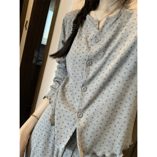 睡衣韓版2025新款春夏季甜美碎花少女花邊長袖套裝長褲開衫家居服