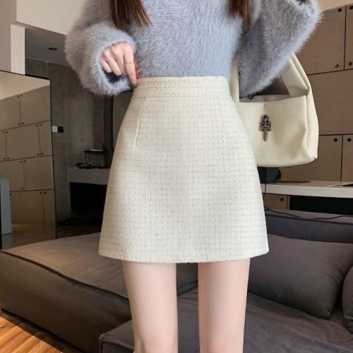 小香風名媛粗花呢半身裙女裝秋冬季甜辣妹性感氣質顯瘦包臀短裙子