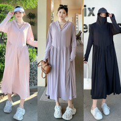 防曬衣女款新款加大碼防紫外線長款全身防曬服冰絲透氣防曬外套薄