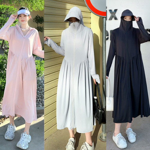 防曬衣女款新款加大碼防紫外線長款全身防曬服冰絲透氣防曬外套薄