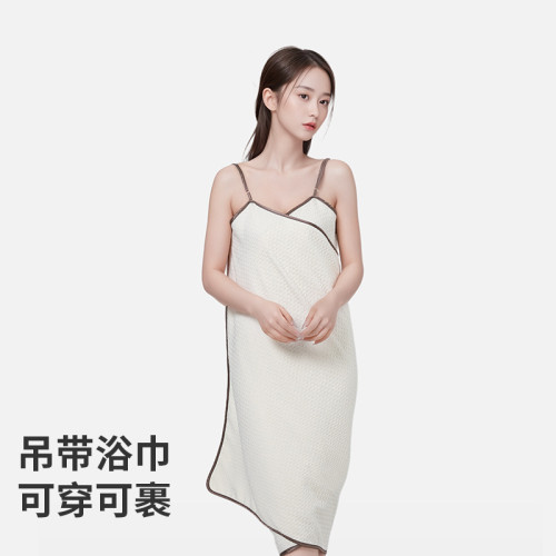 清純性感純色華夫格吊帶浴衣吸水速乾百變浴巾酒店浴袍浴裙大毛巾