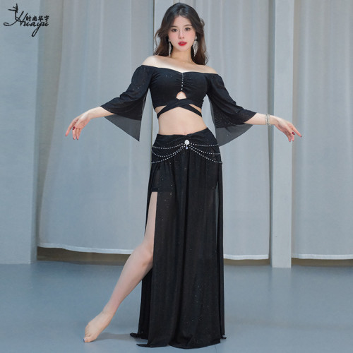 肚皮舞練功服2025新款性感顯瘦表演出服燙鑽網紗東方舞蹈團服套裝
