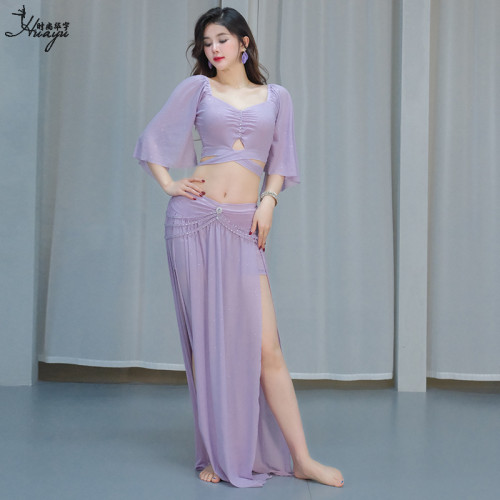 肚皮舞練功服2025新款性感顯瘦表演出服燙鑽網紗東方舞蹈團服套裝