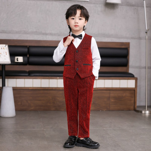 童裝秋款英倫紳士西裝禮服男童鋼琴主持走秀演出西服套裝