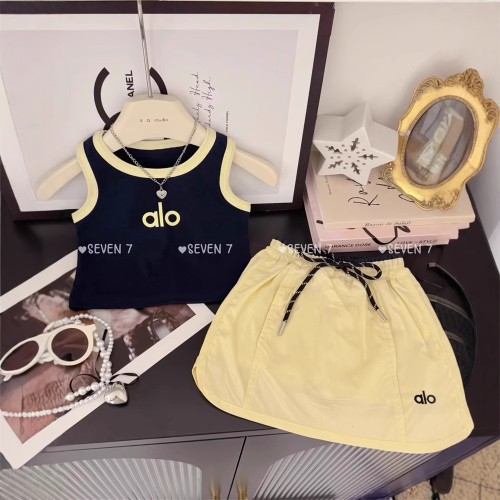 女童夏季韓版時尚套裝2025新款女寶寶洋氣拼色背心工裝短裙兩件套