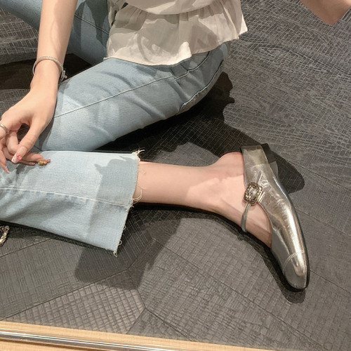 半拖版~內增高釦帶瑪麗珍包頭半拖鞋女涼拖夏新款仙女風淺口單鞋