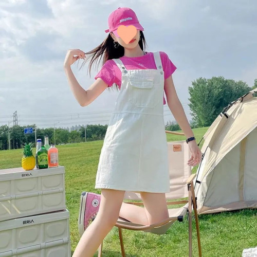 奶系牛仔背帶裙夏季女2025新款薄款設計感小衆寬松可愛小個子顯瘦