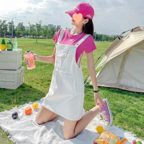 奶系牛仔背帶裙夏季女2025新款薄款設計感小衆寬松可愛小個子顯瘦
