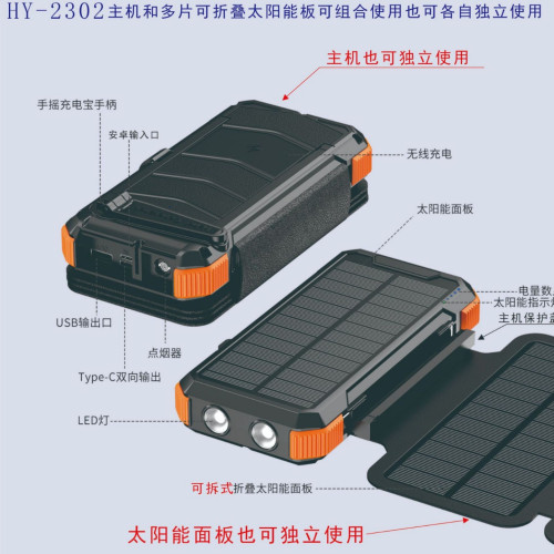 temu太陽能行動電源無線充拆卸折曡戶外充電寶大容量2萬安培