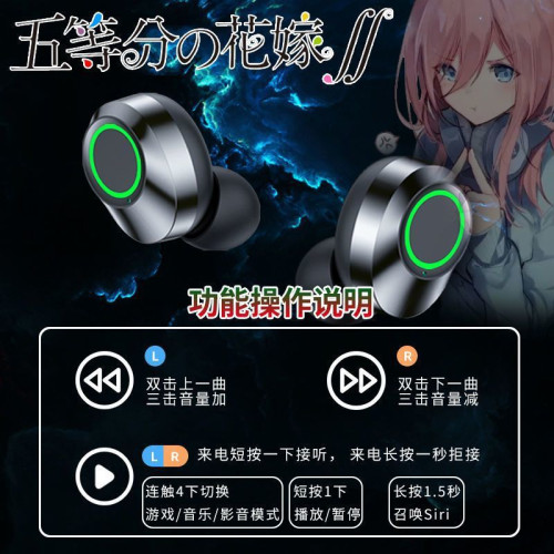 【中野三玖日文提示音】五等分的花嫁二次元通用5.3藍牙耳機無線