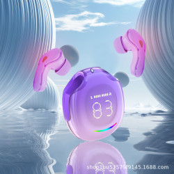 爆款漸變色高顔值高音質超長續航透明數顯環保材料無線藍牙耳機