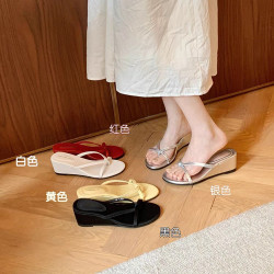 【sheii囌茵茵】同款6cm坡跟拖~厚底增高夾趾人字拖女涼拖鞋夏季