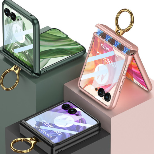 新款適用Motorola Razr 50 Ultra折曡手機殼磁吸鉸鏈指環Razr 50