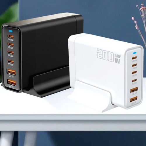 多口充電器200W氮化鎵適用超級閃充器6口快充PD100W20W USB18W