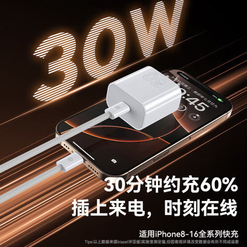 畢亞玆30W氮化鎵適用蘋果16充電器iPhone16promax15充電頭PD20W
