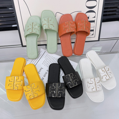 TB拖鞋女2025夏季新款一字拖沙灘休閒歐美皮革涼拖鞋slippers