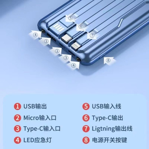 120W超級快充50000安培充電寶自帶線快充適用於華爲手機行動電源