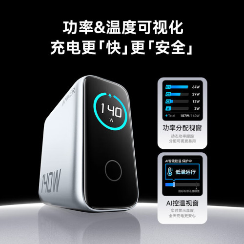 ANKER安克140W充電器充電線套裝 智能雙視窗氮化鎵B2697