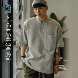 TRS男裝|24SS日系涼感空氣層珠地cityboy寬松廓形polo衫短袖T恤男