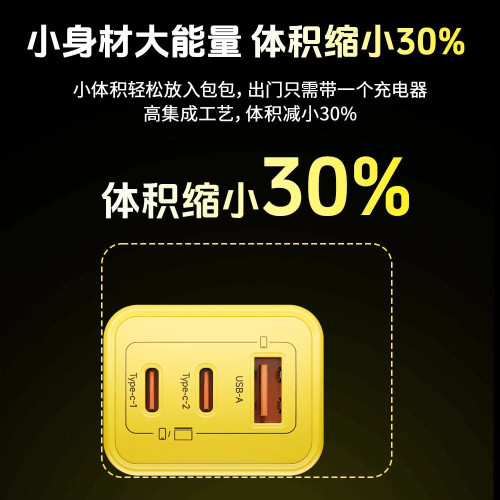 【高級芯片】倍魔65W氮化鎵充電器三口快速充電器適用於蘋果華爲.