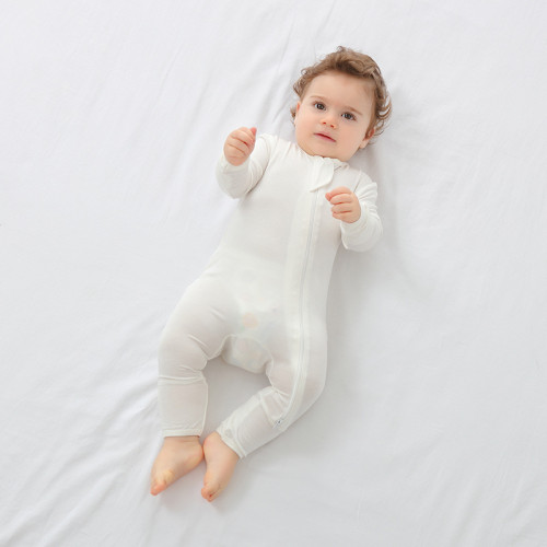 嬰兒連體衣春秋竹纖維長袖新生兒哈衣男女寶寶爬服嬰幼兒春季衣服