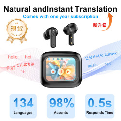 ai翻譯耳機降噪新款無線TWS智能觸控彩色螢幕藍牙耳機入耳式
