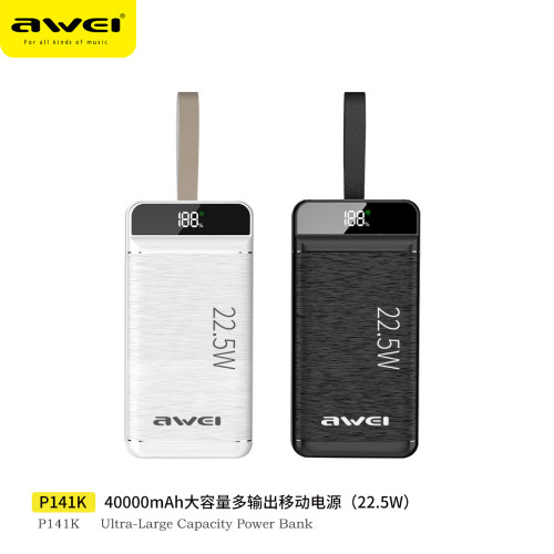 Awei用維 40000mAh大容量充電寶22.5W快充P數顯行動電源 60000mAh
