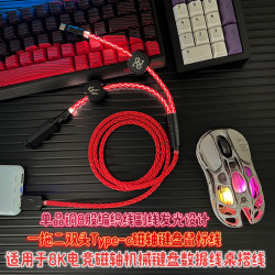 一拖二單晶銅雙頭DIY滑鼠電競線磁軸機械鍵盤數據線桌搭8股編織線