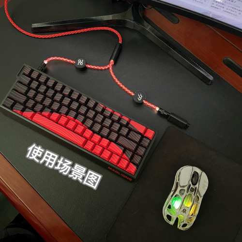 一拖二單晶銅雙頭DIY滑鼠電競線磁軸機械鍵盤數據線桌搭8股編織線