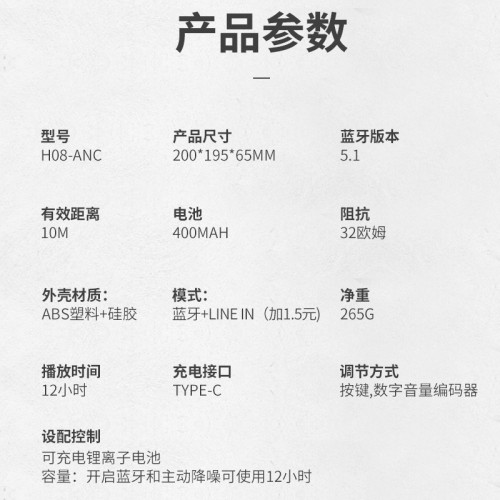 頭戴式MAX無線藍牙降噪耳機適用於超長續航可拆磁吸耳罩
